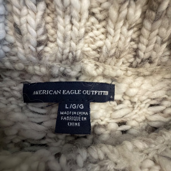 American Eagle Women's Oatmeal Chunk Knit Sweater Dress, Size Large - Picture 8 of 15